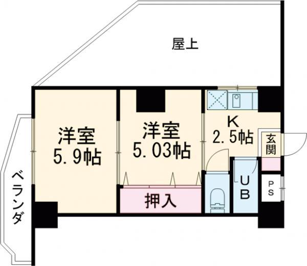 東西ビル(2K/7階)の間取り写真