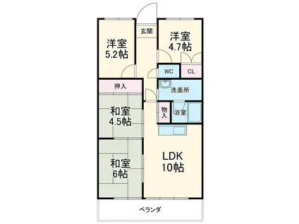 メゾングッチ(3LDK/3階)の間取り写真