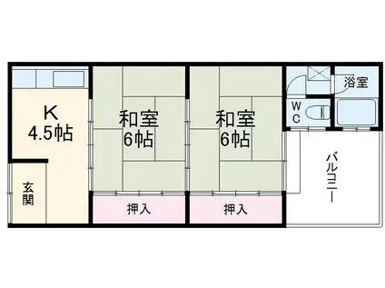 千々川マンション(2DK/1階)の間取り写真