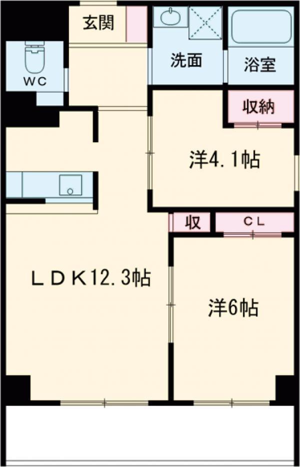 クワトロバース(2LDK/2階)の間取り写真