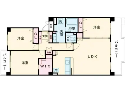 清新中央ハイツ(3LDK/2階)の間取り写真