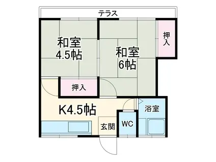 松風荘(2K/1階)の間取り写真