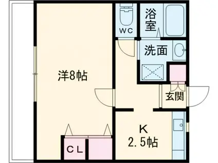 リバーサイド錦(1K/1階)の間取り写真