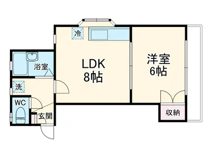 カーサ・アフェット(1LDK/2階)の間取り写真