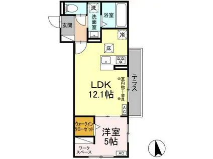 ヒルクレスト錦町(1LDK/3階)の間取り写真