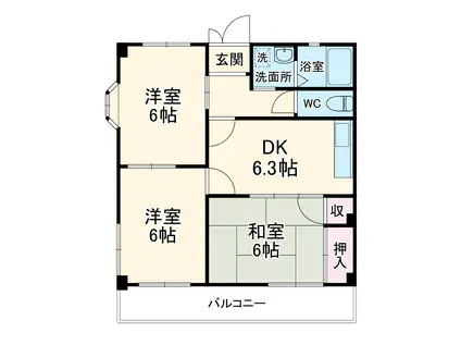 パレス富士湘南(3DK/1階)の間取り写真