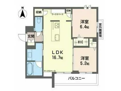 名古屋市名城線 黒川駅(愛知) 徒歩6分 4階建 築1年(2LDK/3階)の間取り写真