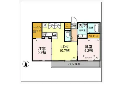 ロイジェントパークス レイクタウン 3O(2LDK/1階)の間取り写真