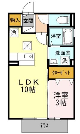 ハイムTプラウド(1LDK/2階)の間取り写真
