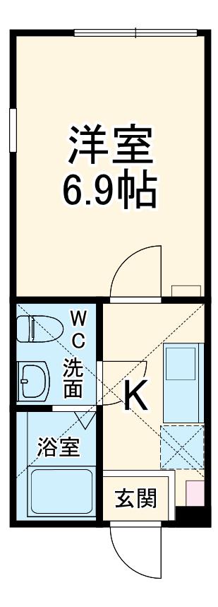 ラフィネ横須賀中央Ⅱ(1K/1階)の間取り写真