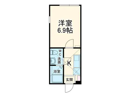 ラフィネ横須賀中央Ⅱ(1K/2階)の間取り写真