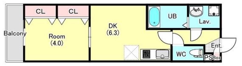 ジーメゾン千葉浜野(1DK/1階)の間取り写真