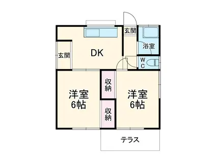東武伊勢崎・大師線 加須駅 徒歩27分 1階建 築40年(2DK)の間取り写真