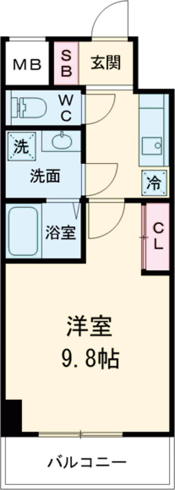 東京都新宿線 一之江駅 徒歩2分 13階建 築5年(1K/13階)の間取り写真