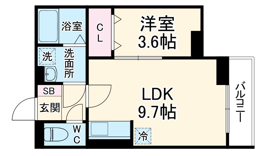 セレスティア白子 Ⅰ(1LDK/3階)の間取り写真