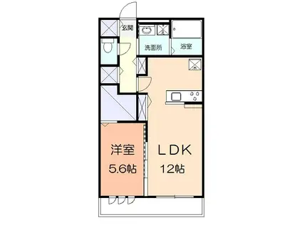 アンソレイエⅡ(1LDK/1階)の間取り写真