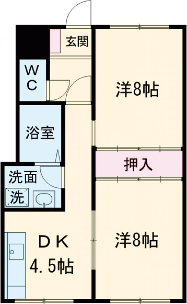 コーポニシムラ 1号棟(2DK/2階)の間取り写真