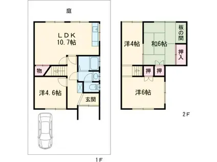 阪急電鉄京都線 桂駅 徒歩10分 2階建 築47年(4LDK)の間取り写真
