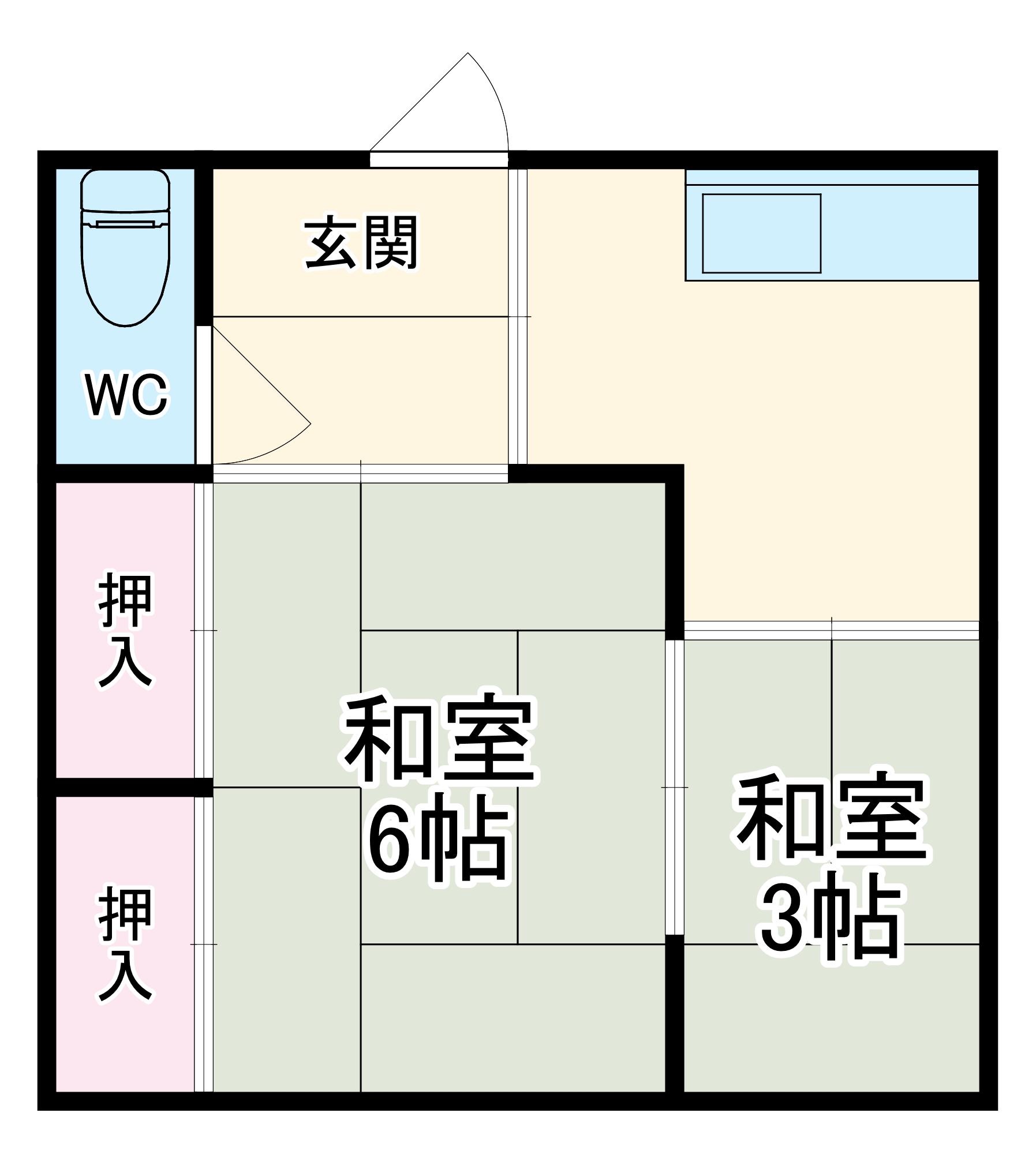 深瀬荘(2K/2階)の間取り写真