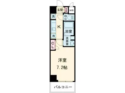 アクアプレイス京都洛南Ⅲ(1K/6階)の間取り写真