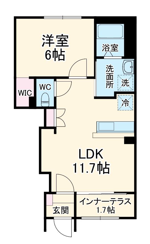 ヴルツェル成東 Ⅰ(1LDK/1階)の間取り写真