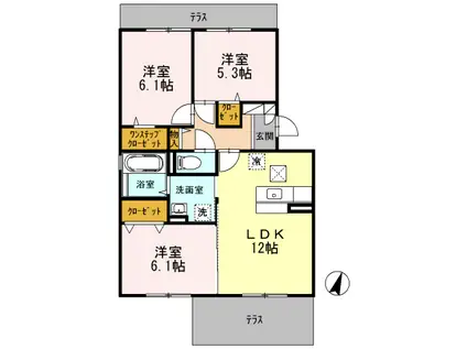 スカイハイム(3LDK/1階)の間取り写真