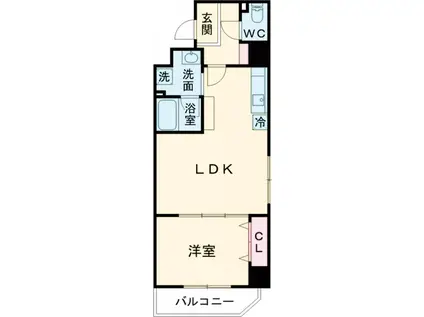 クオリタス浅草(1LDK/2階)の間取り写真