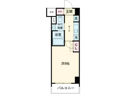 プラウドフラット錦糸町Ⅱ(ワンルーム/3階)の間取り写真