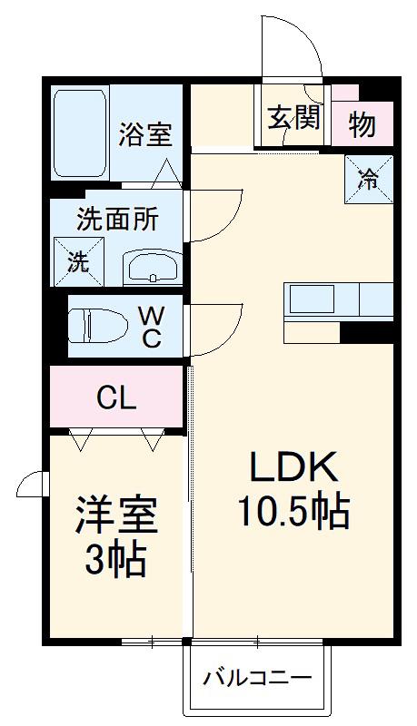 エクセルパークD(1LDK/1階)の間取り写真