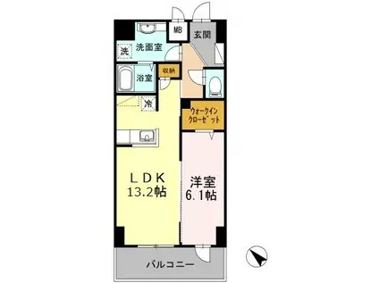 YAMAZAKISEKIYUBLD(1LDK/2階)の間取り写真
