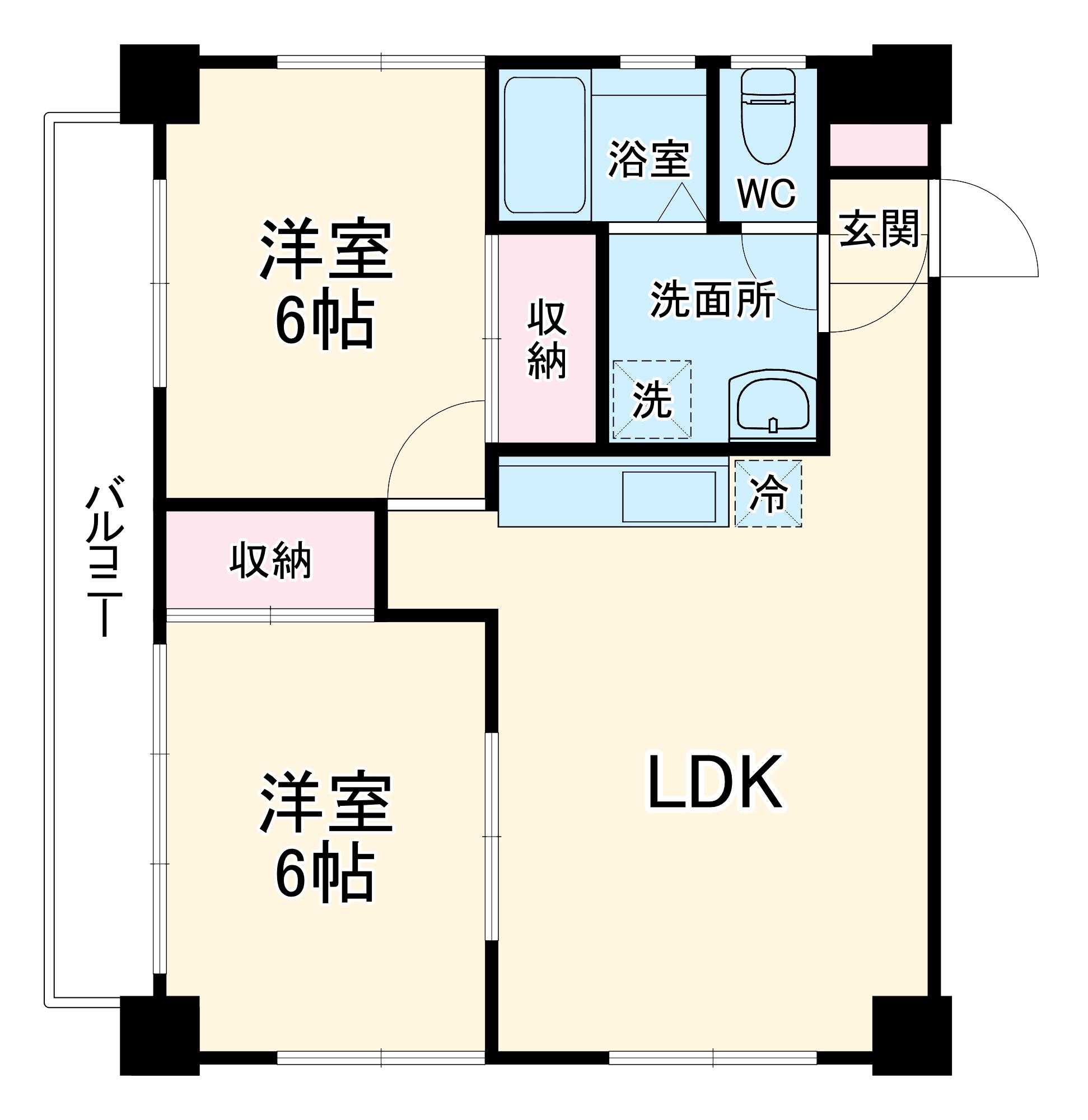フローラ・K(2LDK/2階)の間取り写真