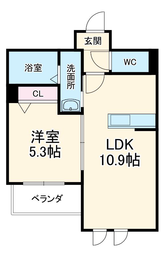 アジュール(1LDK/1階)の間取り写真