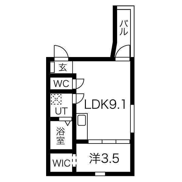 プリシェール港陽(1LDK/3階)の間取り写真