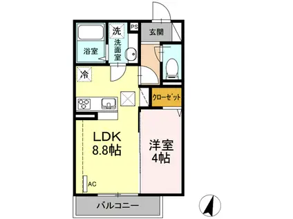 アベリア(1LDK/1階)の間取り写真