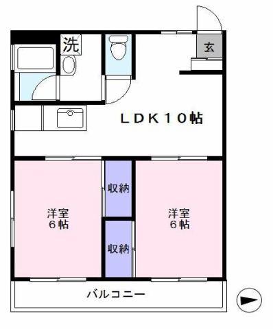 大勘ビル(2LDK/2階)の間取り写真