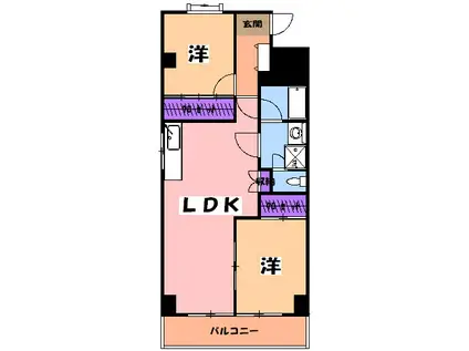 あさひレジデンス参番館(2LDK/5階)の間取り写真