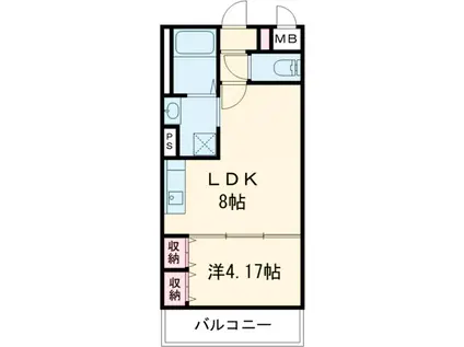 リバーサイド桂弐番館(1LDK/2階)の間取り写真