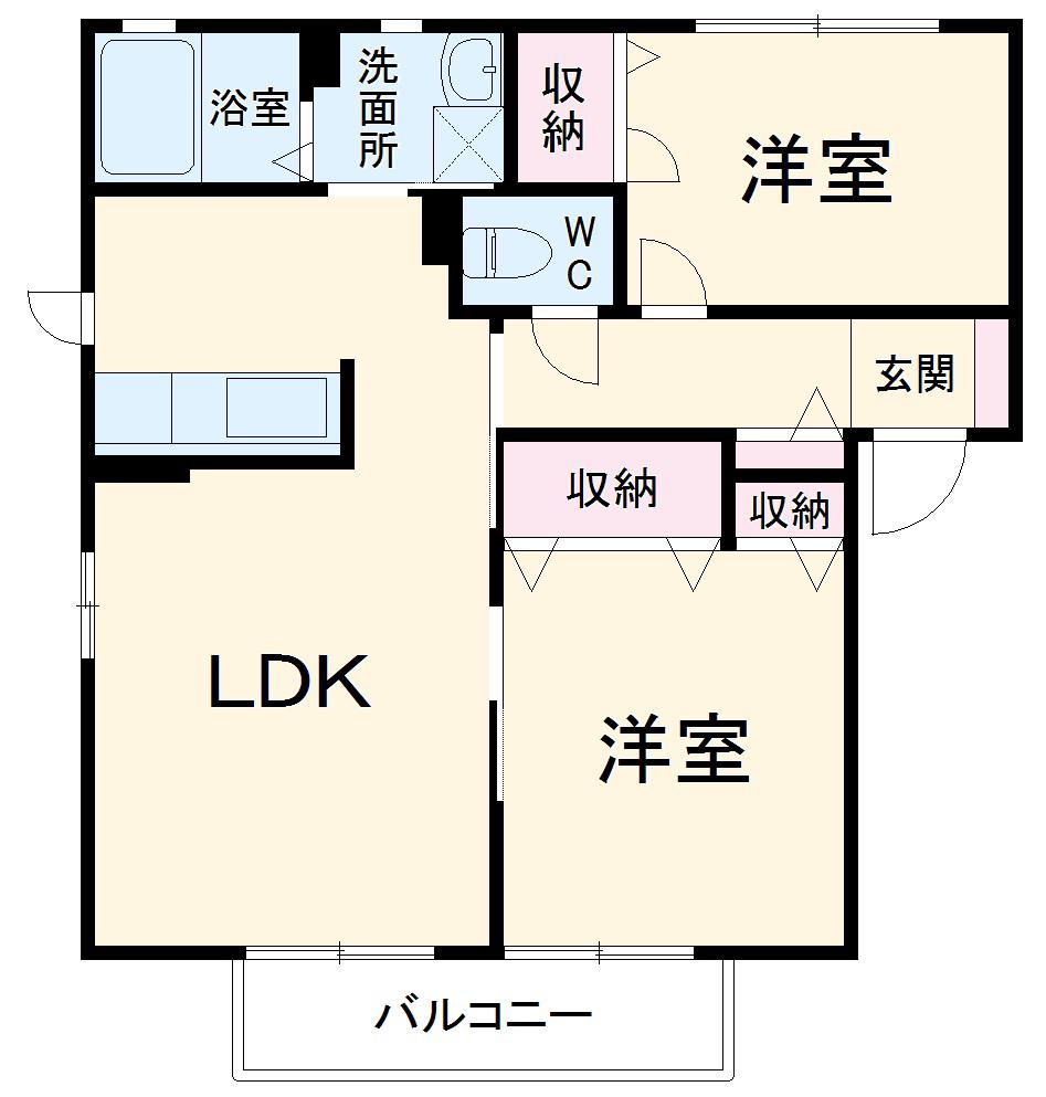 AIM TOWN HANAMIGAWA F(2LDK/1階)の間取り写真