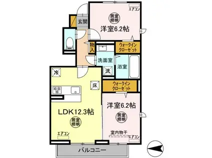 アルベラータ(2LDK/1階)の間取り写真