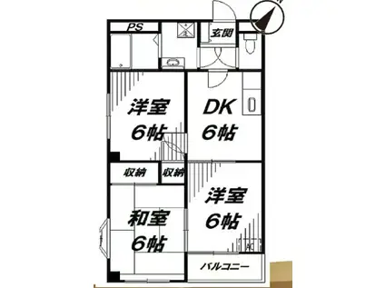 コンドミニアム八王子(3DK/2階)の間取り写真