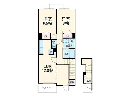 ジェルメ86Ⅰ・Ⅱ(2LDK/2階)の間取り写真