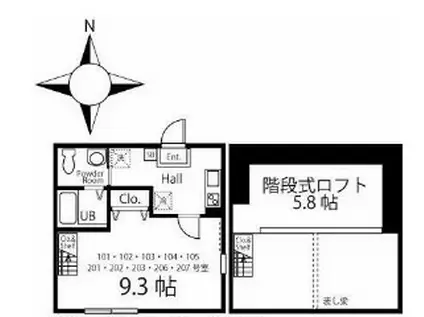 ハーミットクラブハウス プレシャス大熊(1K/2階)の間取り写真