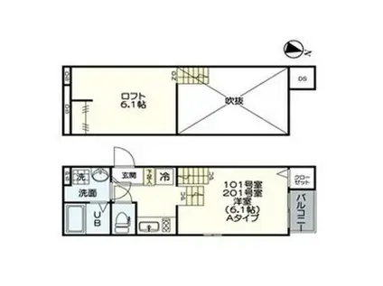 LUNAFORZA柴田(1K/1階)の間取り写真