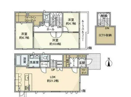 東海道本線 岡崎駅 徒歩21分 1階建 築9年(3LDK)の間取り写真