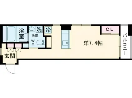 FULLEA世田谷3(ワンルーム/2階)の間取り写真