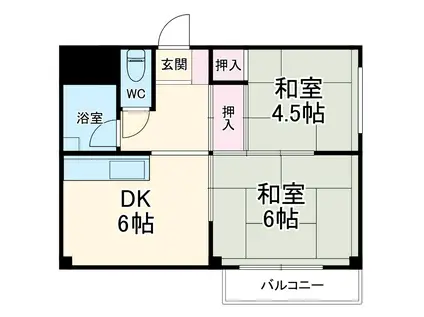 昭和コーポ谷津C棟(2DK/4階)の間取り写真