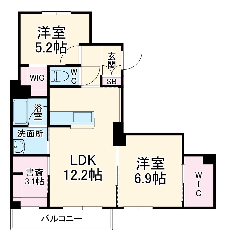シャーメゾン湘南松が丘Ⅰ(2LDK/2階)の間取り写真