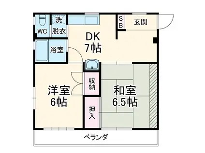 そがの家アパート(2DK/2階)の間取り写真