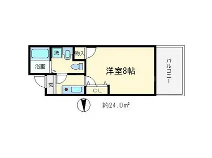 ドゥエリング天満(1K/2階)の間取り写真