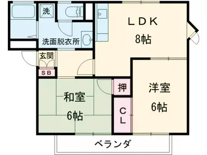 ホームタウン茨木B棟(2DK/2階)の間取り写真